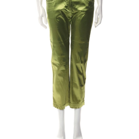 Green Satin Women Jeans - Picture 1 of 6